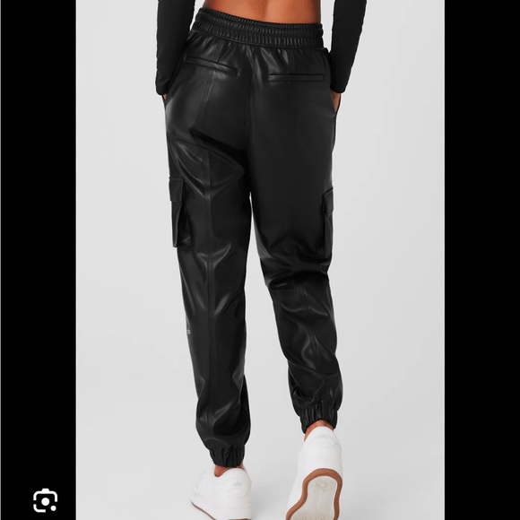 Alo yoga faux leathered power hour joggers in black - Picture 3 of 3
